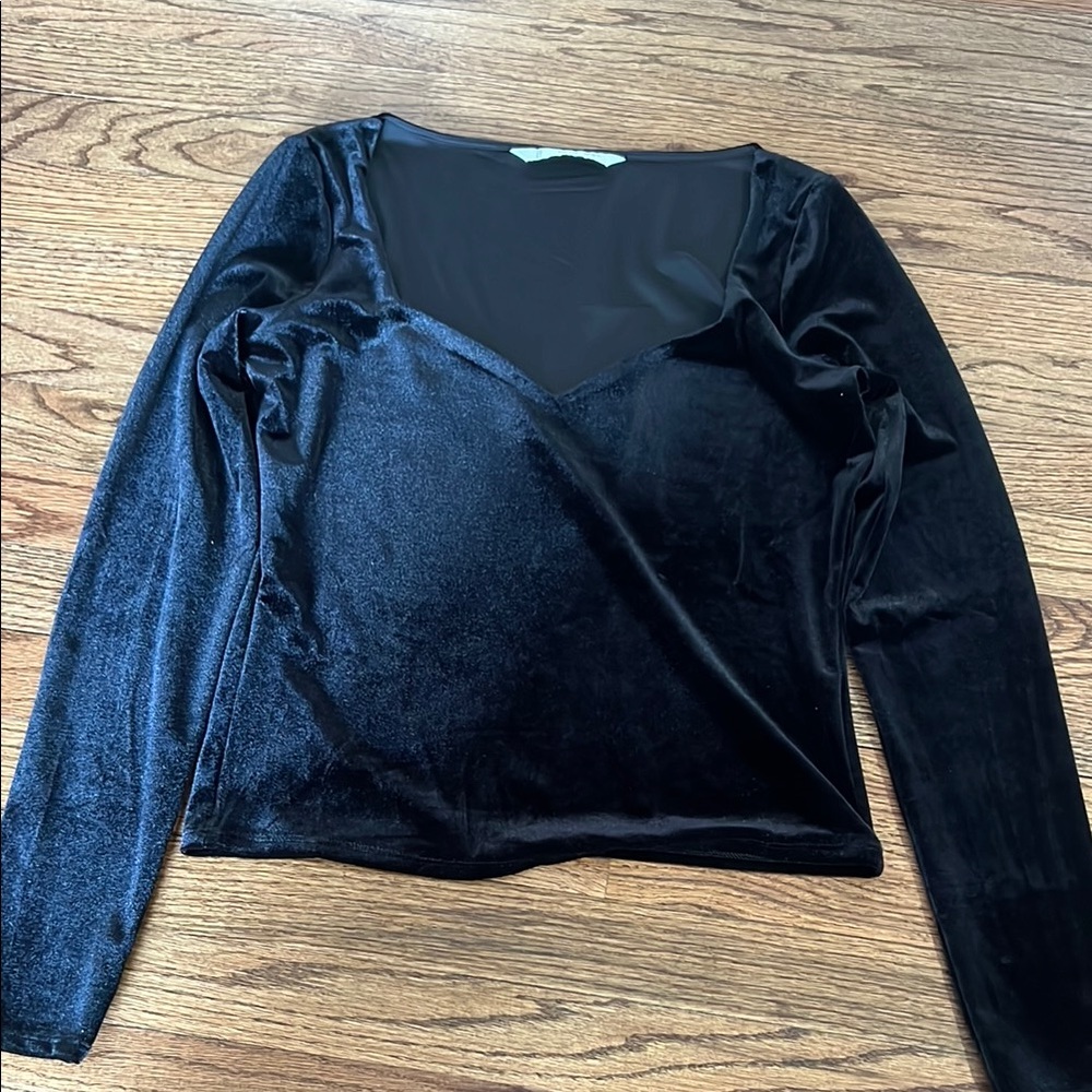 Black velvet scoop neck top